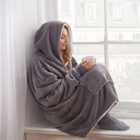 Sienna Hoodie Blanket Ultra Plush Wearable Sherpa Oversize Charcoal