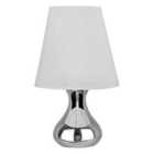 Premier Housewares Nell Table Lamp in Chrome with White Fabric Shade