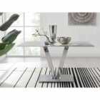 Furniture Box Florini Grey Glass And Metal V Dining Table