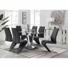 Furniture Box Florini V Grey Dining Table And 6 x Black Willow Chairs