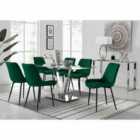 Furniture Box Florini V Grey Dining Table And 6 x Green Pesaro Black Leg Chairs