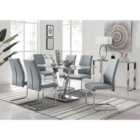 Furniture Box Florini V Grey Dining Table and 6 x Grey Lorenzo Chairs