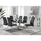Furniture Box Florini V Grey Dining Table and 6 x Black Lorenzo Chairs