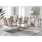 Furniture Box Florini V Grey Dining Table and 6 x Cappuccino Lorenzo Chairs