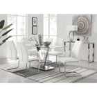 Furniture Box Florini V Grey Dining Table and 6 x White Lorenzo Chairs