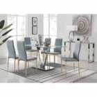 Furniture Box Florini V Grey Dining Table and 6 x Grey Gold Leg Milan Chairs