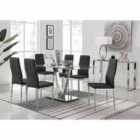 Furniture Box Florini V Grey Dining Table And 6 x Black Milan Chairs