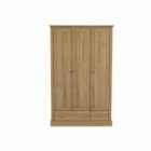 LPD Furniture Devon 3 Door 2 Drawer Wardrobe Oak
