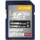 Integral 512GB SD UHS-1 U3 V30 Read 100MBs /Write 50MBs