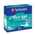 Verbatim 4x Advazo 4.7GB DVD-RW - 5 Pack Jewel Case