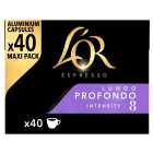 L'OR Lungo Profondo Coffee Pods x40 Intensity 8 40 per pack