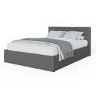 End Lift Small Double Ottoman Bed Silver Hopsack Fabric