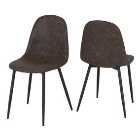 Athens Set of 2 Dining Chairs, Brown Faux Leather