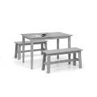 Kobe Rectangular Dining Table with 2 Benches, Grey