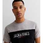 Jack & Jones Black Colour Block Crew Neck Logo T-Shirt