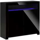 HOMCOM Modern High Gloss Rgb Led Cabinet Console Black