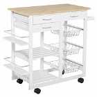 HOMCOM Kitchen Cart Trolley with Spice Racks, Baskets, Drawers for Dining Room