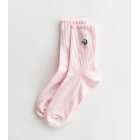 Pink Embroidered Alien Socks