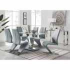 Furniture Box Florini V Grey Dining Table And 6 x Grey Willow Chairs
