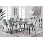 Furniture Box Florini V Grey Dining Table And 6 x Grey Pesaro Black Leg Chairs