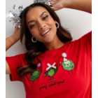 Curves Red Going Sprout Sequin Embellished Logo T-Shirt