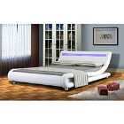 SleepOn Chase LED Bed Frame White Faux Leather