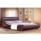 SleepOn Chase LED Bed Frame Chocolate Faux Leather