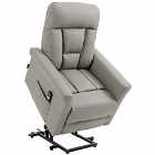 HOMCOM Power Lift Chair PU Leather Recliner Sofa Chair With Remote Control, Side Pocket, Grey