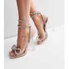 Public Desire Silver Holographic Stiletto Heel Sandals