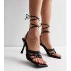 Public Desire Black Strappy Stiletto Heel Sandals