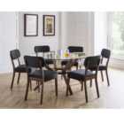 Chelsea Round Glass Top Dining Table with 6 Farringdon Chairs