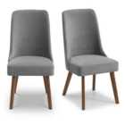 Huxley Set of 2 Dining Chairs, Grey Velvet