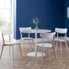 Blanco Round Pedestal Dining Table with 4 Casa Chairs, White