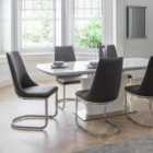 Como Set of 2 Dining Chairs, Grey Faux Leather