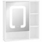 Kleankin Led Illuminated Bathroom Mirror Cabinet With Four Open Shelves/Dimmable Touch Switch/Usb Charge/White