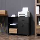 Vinsetto Mobile Printer Stand With Open Shelves And Lockable Drawer For A4 Size Documents Black