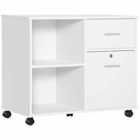 Vinsetto Mobile Printer Stand With Open Shelves And Lockable Drawer For A4 Size Documents White