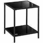 HOMCOM Side Table With Tempered Glass Top With Steel Frame Black