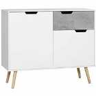 HOMCOM Storage Cabinet Free Standing Sideboard With Cement Effect Drawer Grey