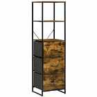 HOMCOM Industrial Storage Cabinet With 2 Open Shelves And 3 Foldable Fabric Drawers Rustic Brown