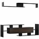HOMCOM Modern TV Cabinet With Wall Shelf For Wall-mounted 65" TVs Or Standing 50" TVs, Black And Dark Brown