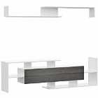 HOMCOM Modern TV Cabinet With Wall Shelf For Wall-mounted 65" TVs Or Standing 50" TVs, White And Grey