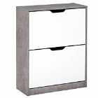 HOMCOM Two Drawer Shoe Cabinet With Groove Handles Adjustable Shelves