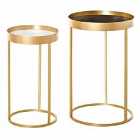 HOMCOM Set Of 2 Marble Look Nesting Coffee Tables With Gold Metal Base
