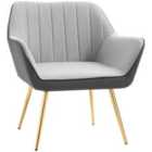 HOMCOM Modern Velvet Armchair For Living Room And Bedroom, Light Grey