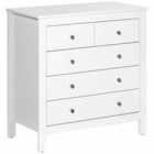 HOMCOM Modern 5 Drawer Chest Of Drawers With Metal Handles White