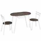 HOMCOM 3-piece Oval Dining Table And 2 Chair Set With Wire Storage Shelf And Steel Frame Natural