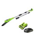 Greenworks 24v Cordless Pole Saw with 2Ah Lithium-ion Battery and Charger