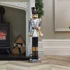 The Winter Workshop - 3ft Soldier Nutcracker - Grey With Cool White LED Lights
