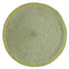 Set of 2 Sage Woven Placemats With Fringe
